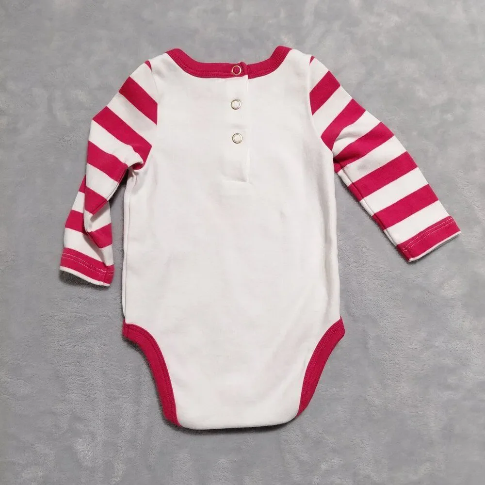 Disney Baby 6-9M 100% Cotton Christmas Joy Mickey Mouse Long Sleeve Bodysuit